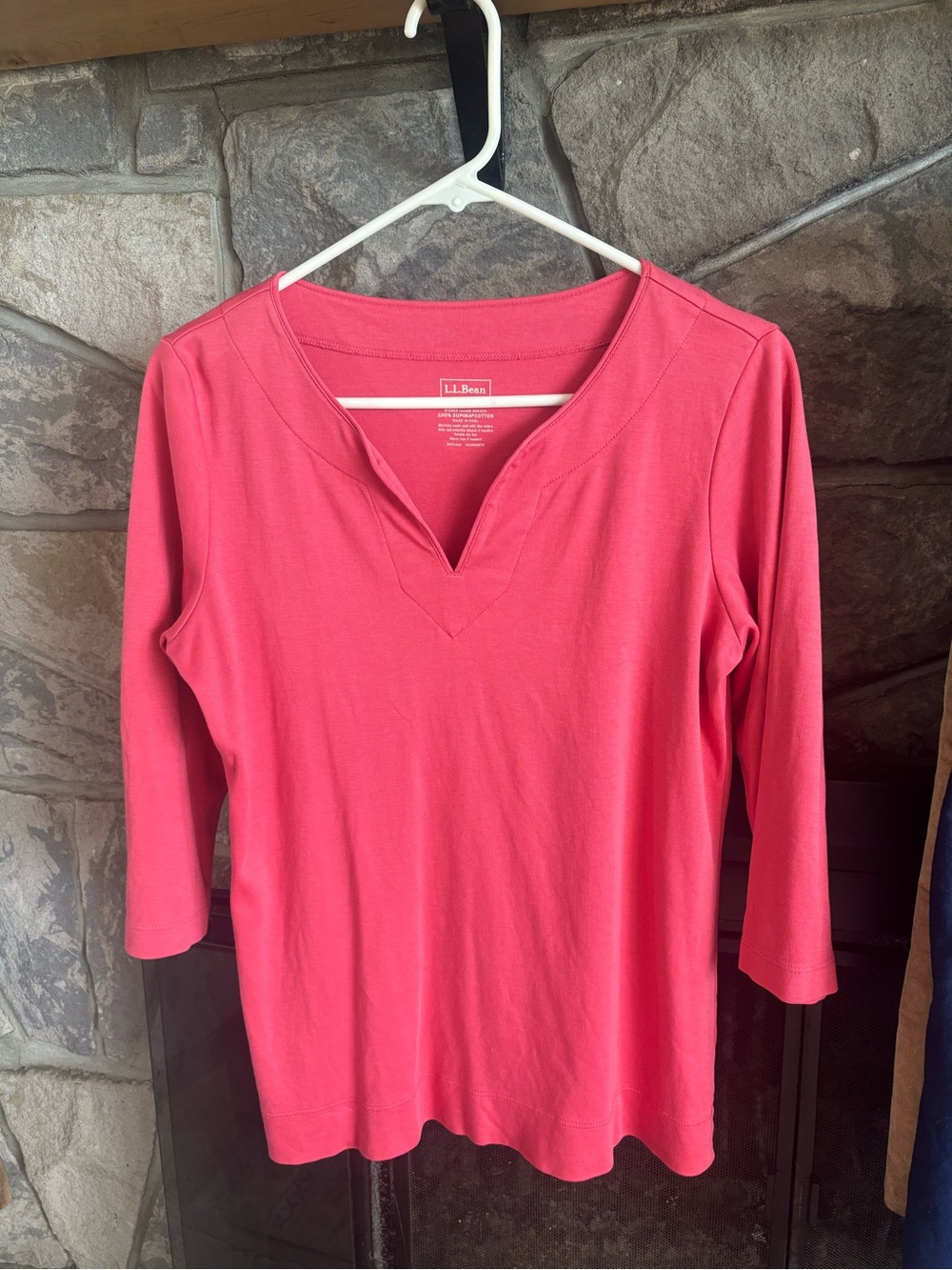 L.L.Bean Women's Pima Cotton Tunic, Three-Quarter-Sleeve Splitneck.